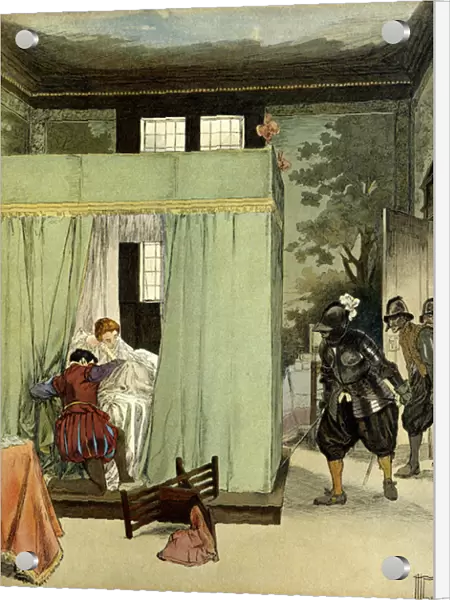 A Protestant gentleman finds refuge in the bed of Marguerite de Valois queen of France known as Queen Margot (1553-1615) on the day of Saint Barthelemy (Saint-Barthelemy) on 24 August 1572