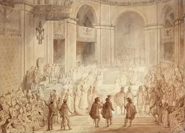 Coronation of Napoleon I at Notre Dame, 1804 (drawing)