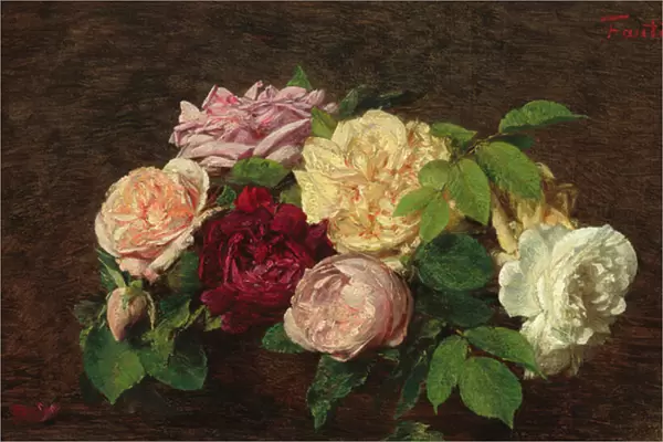 Roses de Nice on a Table, 1882 (oil on canvas)