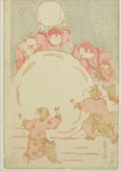 The Big Snowman, c. 1764 (colour woodblock print; mizu-e hosoban)