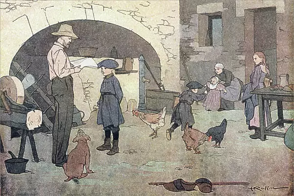 Back home, in Imagier de l'enfance, c. 1900 (engraving)