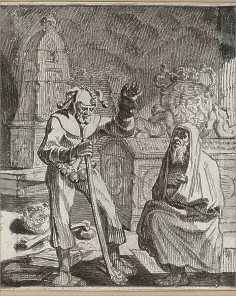 The Fortune-Telling Fool, 1660-86 (brush and Indian ink on paper)