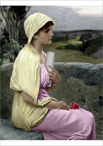 Portrait of Hypatia of Alexandria (370-415) mathematician and philosopher after a painting by Alfred Seifert (1850-1901) (Alexandrine Greek Neoplatonist philosopher Hypatia) Private collection