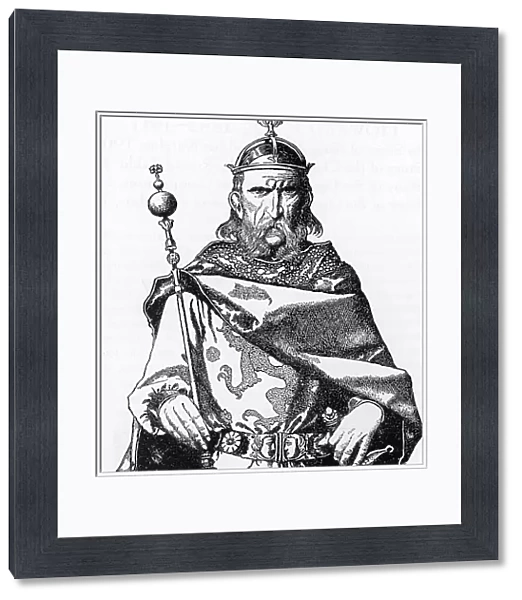 Arthurian Legend: Portrait of Uther Pendragon, father of King Arthur (Portrait of Uther Pendragon, legendary king of Sub-Roman Britain and the father of King Arthur) Illustration by Howard Pyle (1853-1911) from "