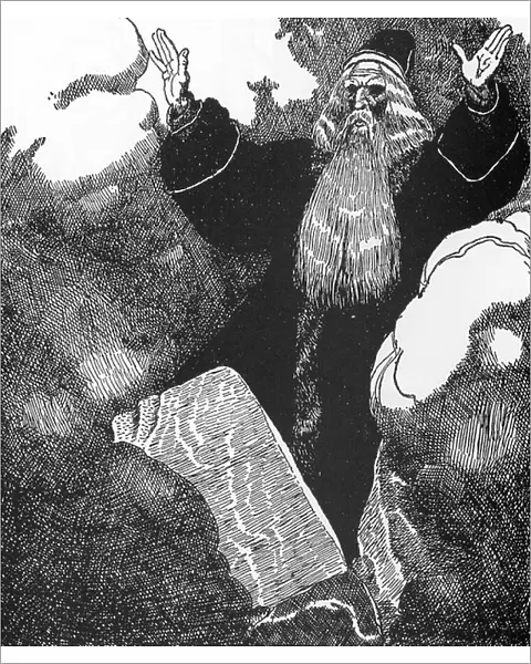 Arthurian Legend: Merlin the Enchanter Illustration by Howard Pyle (1853-1911) from 'The Story of Sir Launcelot and His Companions' 1907 Private Collection
