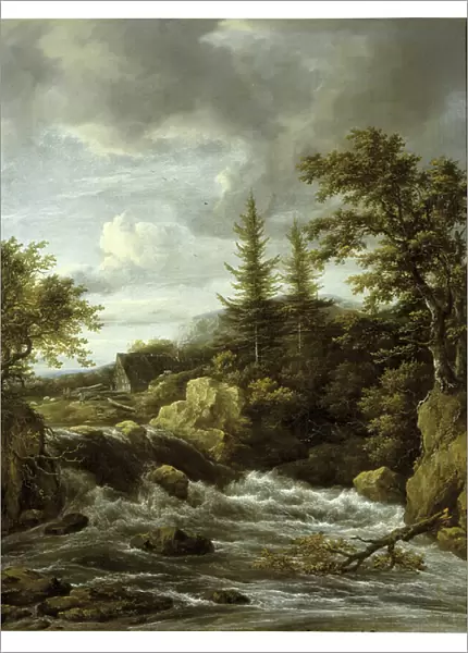 Waterfall in Norway (oil on canvas)