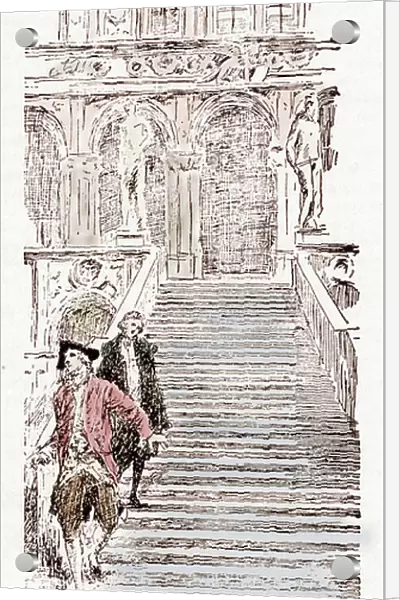 Giacomo Casanova (1725-1798), Italian adventurer, writer escapes from the venitian prison Piombi with italian friar Marino Balbi, 1756' (Portrait of Giovanni Giacomo Casanova (1725-1798)