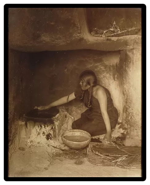 The Piki Maker, Hopi, 1904 (orotone)