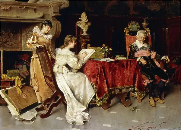 The Art Lesson (oil on canvas)