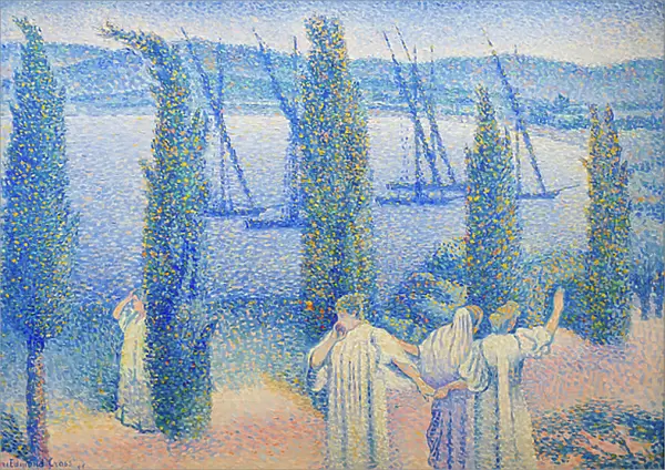 Coastal view with cypress trees, 1896 (oil on canvas)