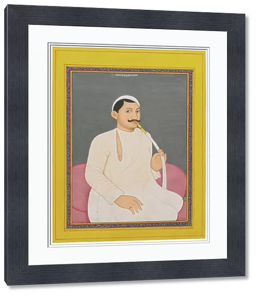 A seated portrait of Ram Chandra Lahiri, Dewan of Cooch Bewar (1829 - 1842, c. 1840 (opaque pigments heightened with gold on paper)