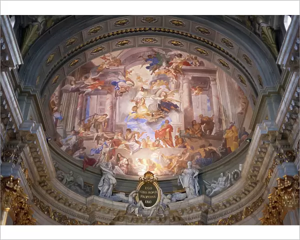 The Vision of St. Ignatius at the Chapel of La Storta, the apse of Sant Ignazio di Loyola church, Rome, Italy, 17th century (fresco)