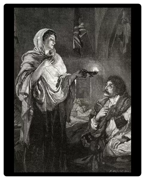 The Lady with the Lamp: Florence Nightingale in the hospital at the Scutari Barracks, Turkey, during the Crimean War