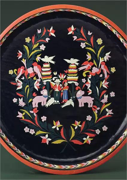 Tray, early 20th century (lacquerware & wood)