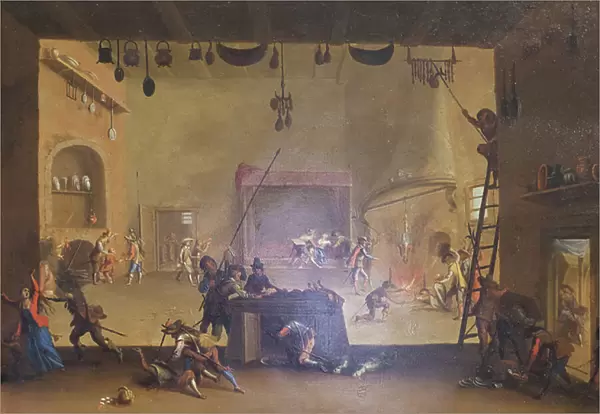 Plundering a Farmhouse, from the series The Miseries of War, 1633 (oil on copper)