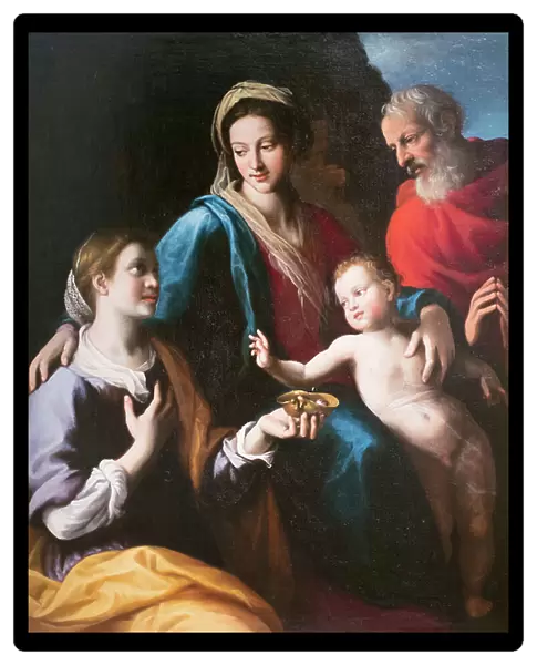 Madonna with child, Saint Joseph and Saint Lucia, (oil on canvas)