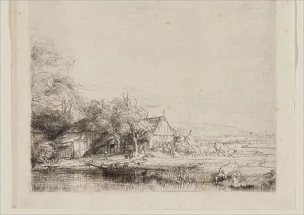 Landscape with a Cow Drinking, c. 1650 (etching and drypoint on ivory laid paper)