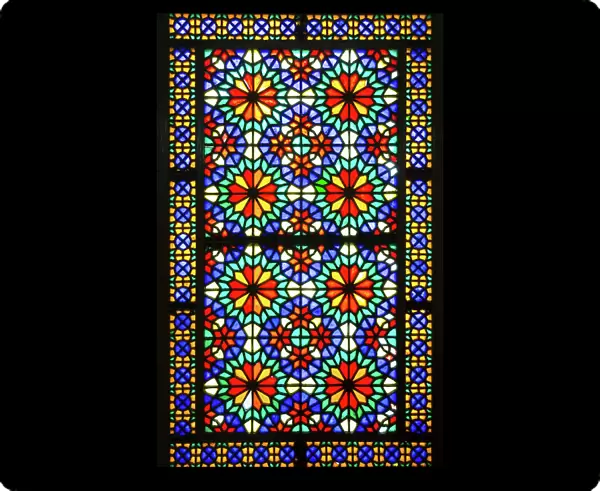 Colourful windows at Bagh-e Dolat Abad, Yazd, Iran (stained glass)