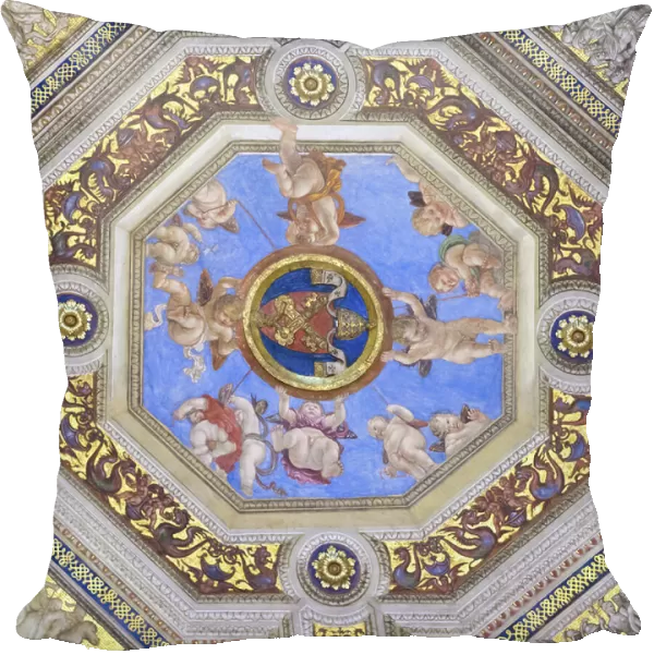 Della Rovere emblem, 1508, Raphael, 1483-1520, ceiling of the room of the signature, Raphael rooms, fresco, Vatican museums, Rome, Italy