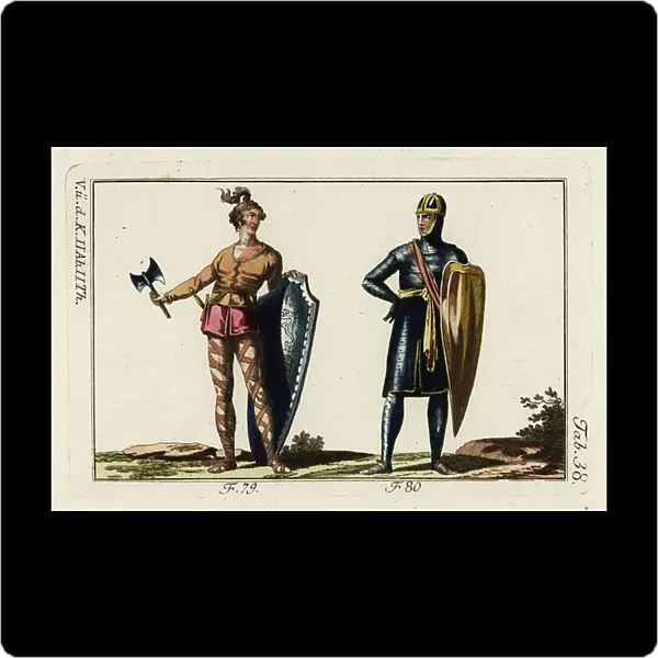 Frankish chief and soldier, 8th century. 1796 (engraving)