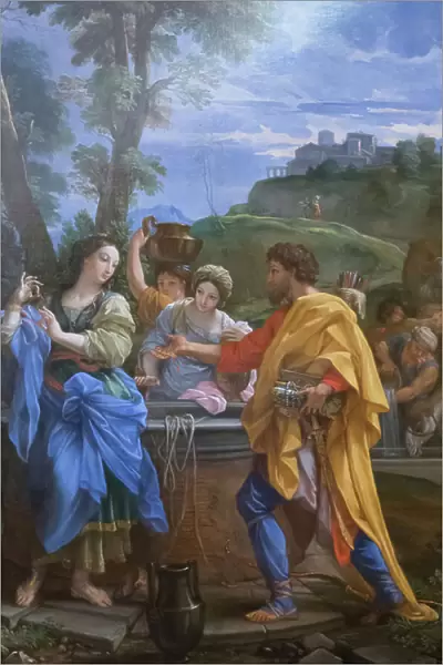 Rebecca and Eliezer at the well, 17th century (oil on canvas)