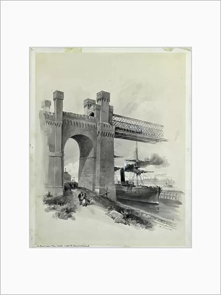 Under Runcorn Viaduct Manchester Ship Canal, 1893 (pen with wash on paper)