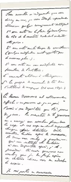 Document attributed to Dreyfus which caused a false charge of treason to be brought against him. Alfred Dreyfus, 1859 - 1935. French artillery officer of Jewish background whose trial