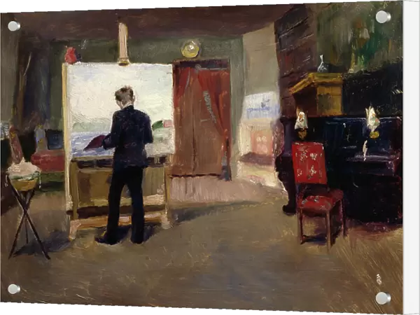 The painter Nils Hansteen in the studio, 1888 (oil on canvas)