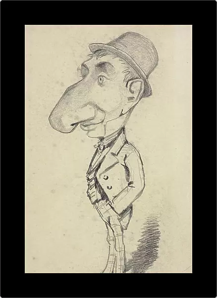 Caricature of a Man with a Large Nose, 1855-56 (graphite on greenish-gray wove paper)