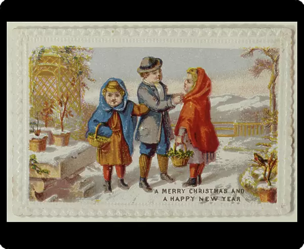 'A Merry Christmas and a Happy New Year', Victorian Christmas and New Year card