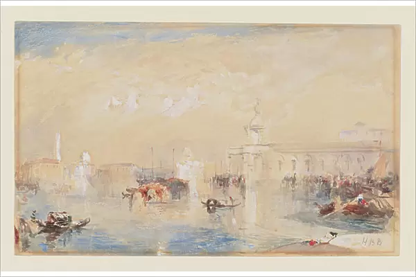 Landscape after Turner's The Dogana, San Giorgio, Citella, from the Steps of Europa (w / c, bodycolour & pencil on paper)
