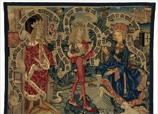 Tapestry depicting David and Bathsheba, from Strassburg, 1480-1500 (wool, silk and linen)