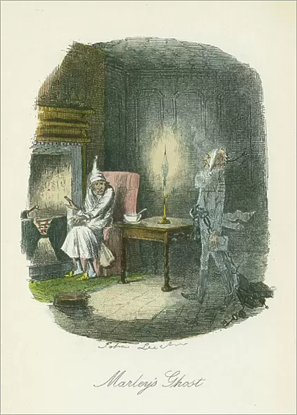 Marley's ghost appearing to Scrooge. Illustration by John Leech (1817-64) for Charles Dickens A Christmas Carol, London 1843-1844