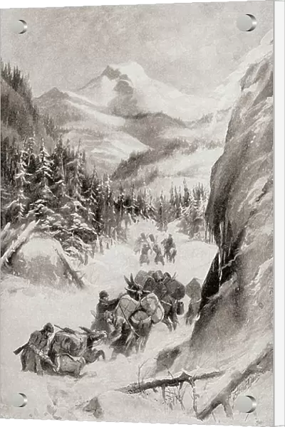 Fremont in The Rocky Mountains, North America during his fourth expedition of 1848, from The History of Our Country, published 1905 (litho)