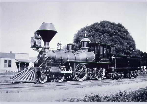 Governor Stanford 4-4-0 locomotive, 1869 (b / w photo)