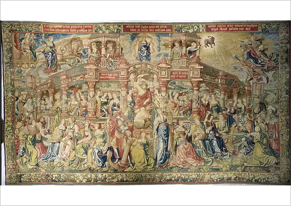 Tapestry depicting Prudence arriving at the Court of Divine Wisdom, from Brussels, 1520-30 (wool and silk)
