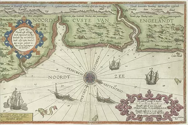 Map of the North coast of England near Newcastle upon Tyne, 1580-83 (engraving)