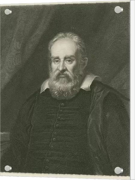 Portrait of Galileo Galilei, 19th century (engraving)