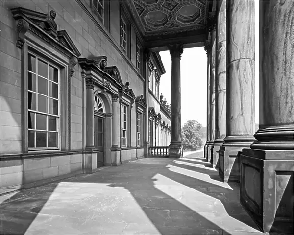 The view from the north portico on the East Front, Wentworth Woodhouse, from The English Country House (b / w photo)