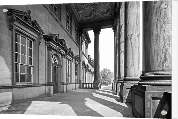 The view from the north portico on the East Front, Wentworth Woodhouse, from The English Country House (b / w photo)