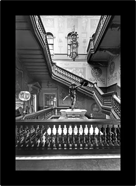 The Great Staircase, Houghton Hall, Norfolk, from The English Country House (b / w photo)