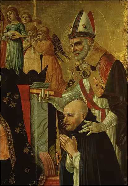 The Marriage of St Catherine of Siena, detail of St. Augustine and Dominican Beatus, c.1481-1500 (tempera & oil on wood)