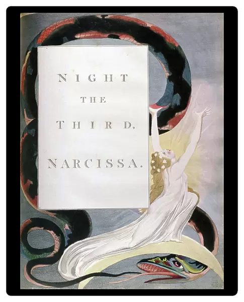 Illustration by William Blake (1757-1827) English poet, painter and printmaker, for Edward Young's (1681-1765) poem Night Thoughts published 1742-1745. Night the Third, Narcissa. Dedicated to Margaret Bentinck