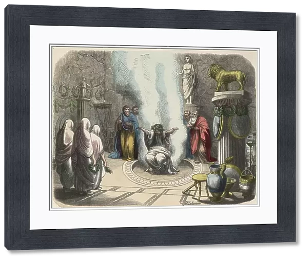 Ancient Greece: Shrine to Apollo: The Oracle at Delphi, 1866 (coloured engraving)
