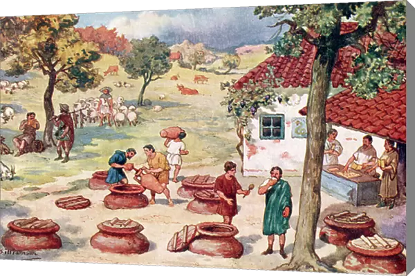 The Roman Empire -countryside life (farming, wine making) (print)