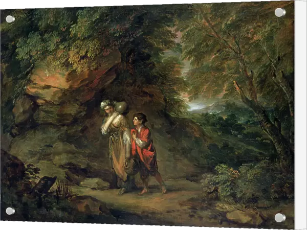 Rocky landscape with Hagar and Ishmael (oil on canvas)