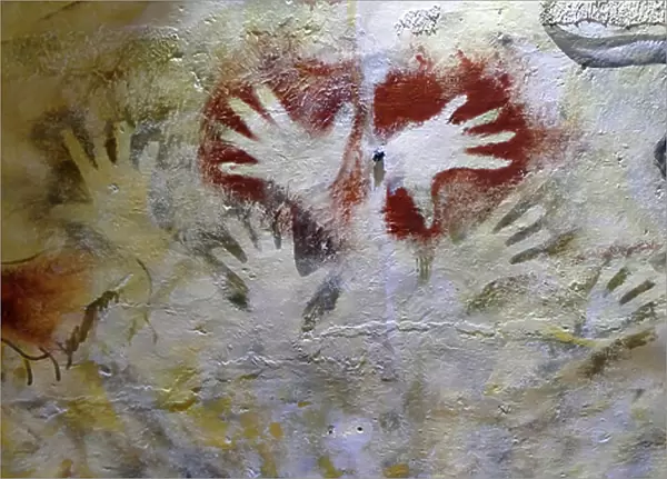 Cave paintings found in the Cave of Altamira (mural)