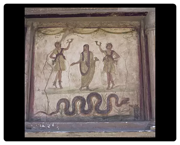Detail of a household shrine, from the Casa dei Vetti (fresco on stone)
