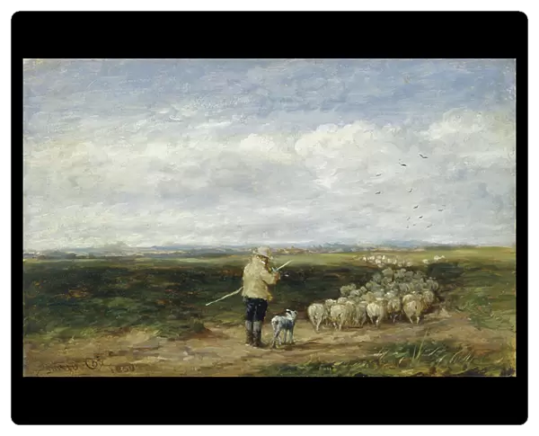 The Shepherd, Return of the Flock, 1850 (oil on board)