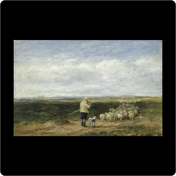 The Shepherd, Return of the Flock, 1850 (oil on board)
